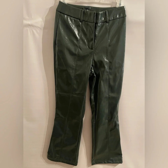 NWT 7 for All Mankind Green Faux Leather Pants - Picture 2 of 6